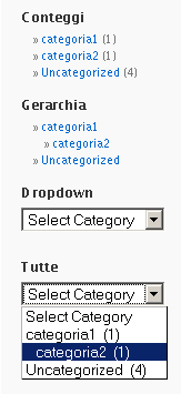 aspetto delle widget per categorie
